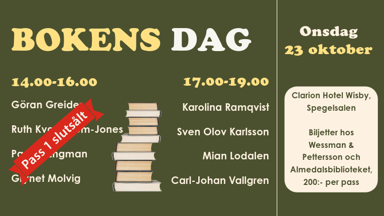 Bokens dag, 23 oktober. Klicka för mer information.